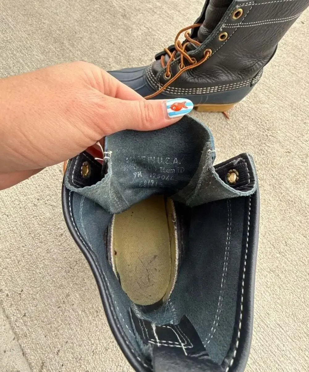 L.L. Bean Bean Boots 8-Inch Leather Duck Boots Navy Blue Size 9M